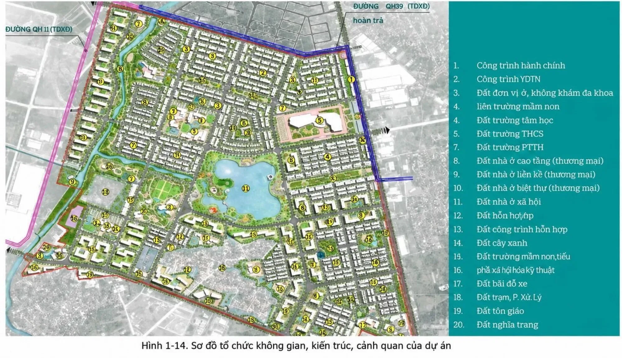 Sơ đồ quy hoạch phân khu chức năng dự án Forestia Park Phố Nối
